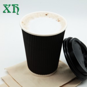 Biologicky odbouratelný 12 oz zvlněný papírový kelímek pro velkoobchodní šálky horké kávy